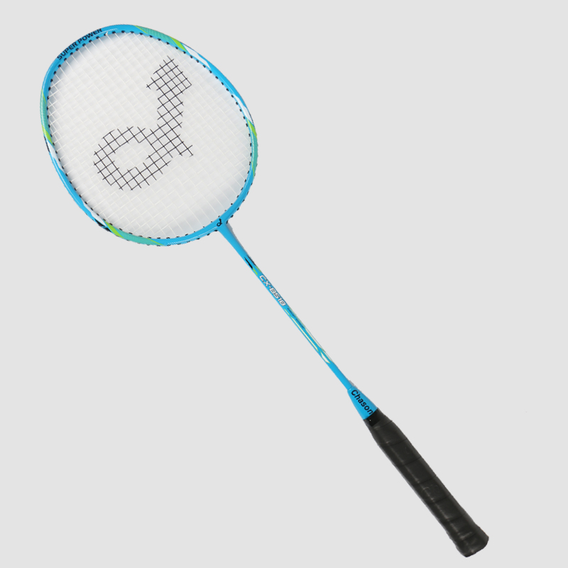 Raquete de badminton integrada de polo médio de fibra de vidro de liga de alumínio CX-B518 azul