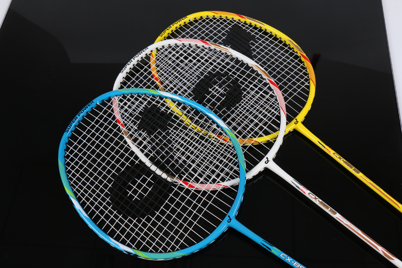 Raquete de badminton integrada de polo médio de fibra de vidro de liga de alumínio CX-B518 azul