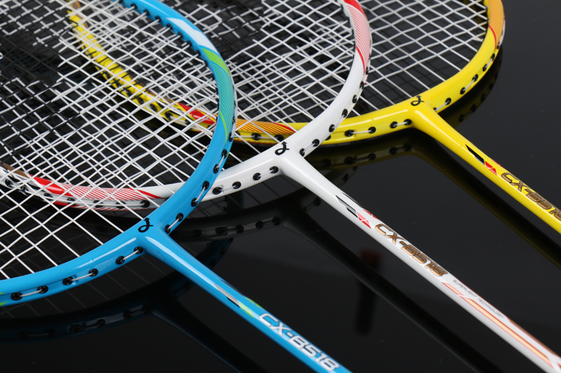 Raquete de badminton integrada de polo médio de fibra de vidro de liga de alumínio CX-B518 azul